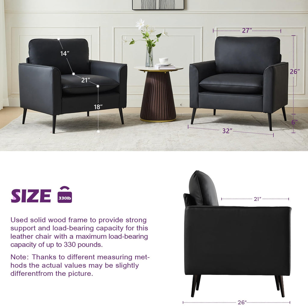 TYBOATLE Accent Chairs Set of 2, Faux Leather Arm Chairs (Grey, 2)