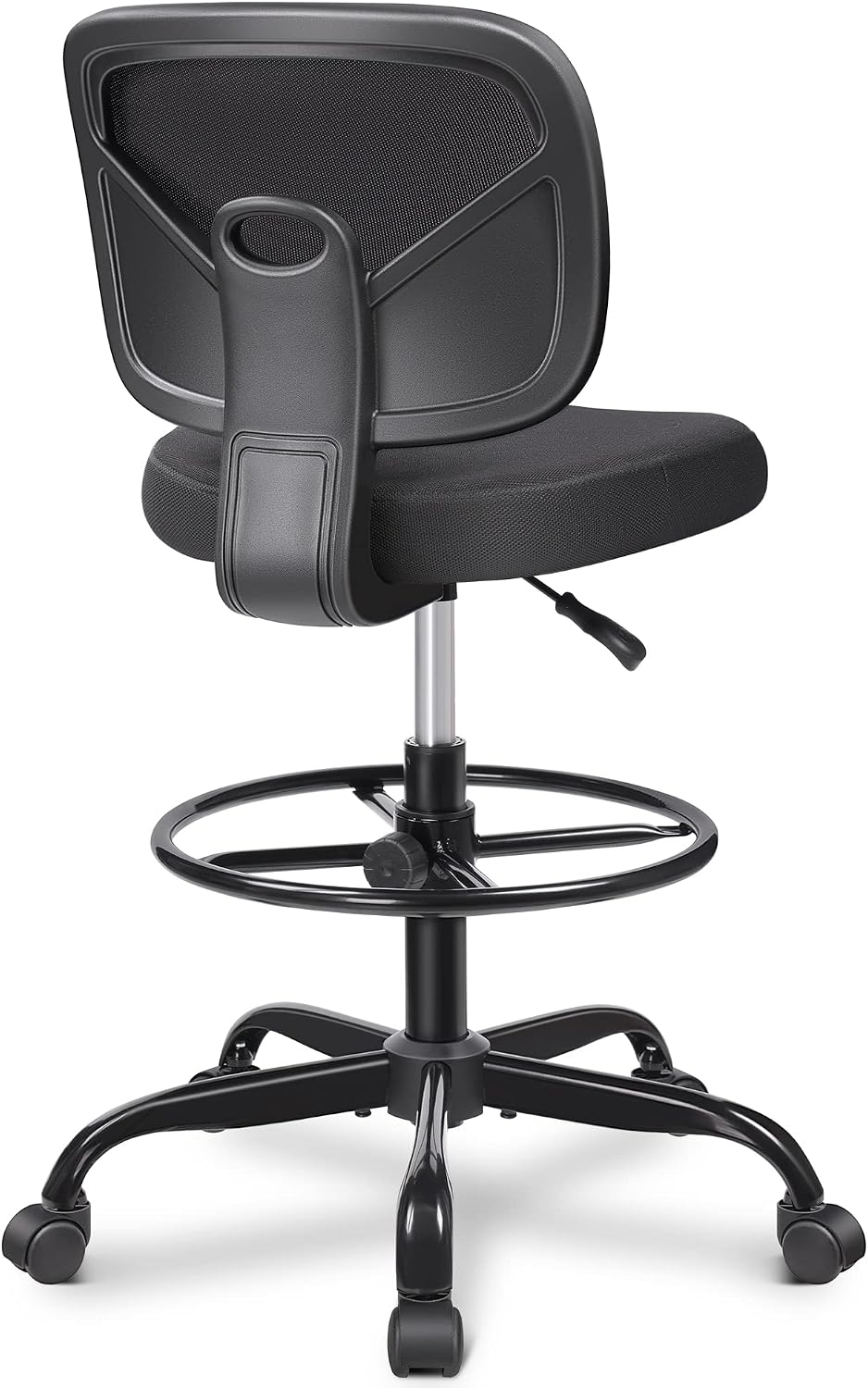Primy Tall Drafting Desk Chair - Armless, Adjustable Height, Mesh Back, Rolling, Standing Desk Chair for Art Room, Office or Home (Black)