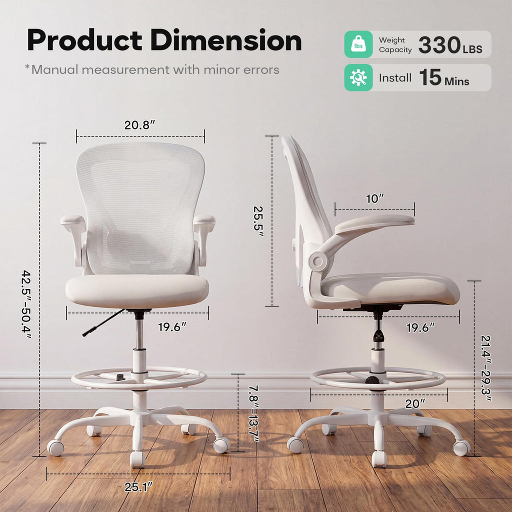 Ergonomic Drafting Chair, Tall Office Chair for Standing Desk
