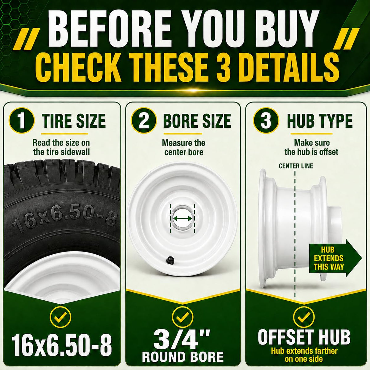 (2 Pack) 20x8.00-8 Tubeless Rear Riding Mowers Tire and Wheel Assemblies