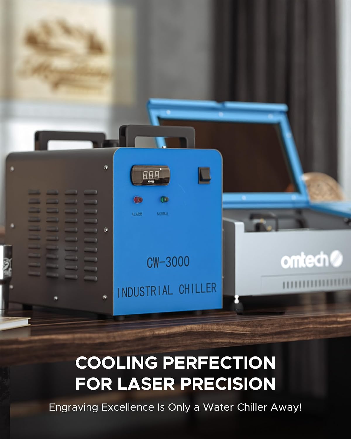 OMTech CW-3000 9L Industrial Water Chiller for CO2 Lasers up to 50W