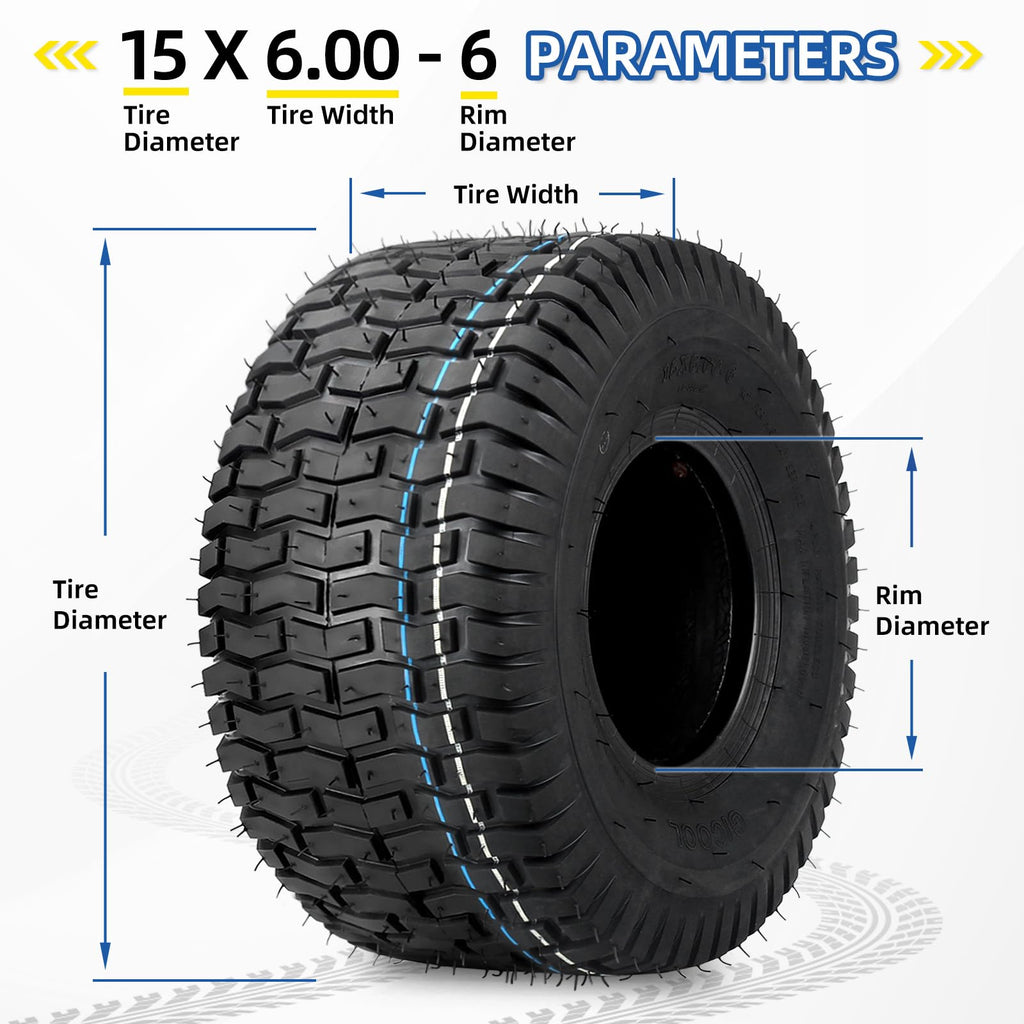 GICOOL 18x9.50-8 Tubeless Lawn Mower Tire for Riding Mower Tractor, 4 Ply