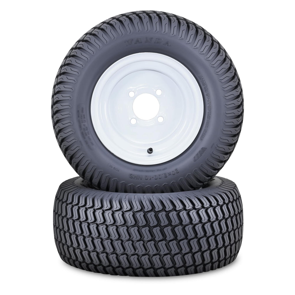 WANDA Lawn Mower Tire Wheel 18X8.5-8 4PR w/4X4" PCD Silver Rim-13028, Set 2