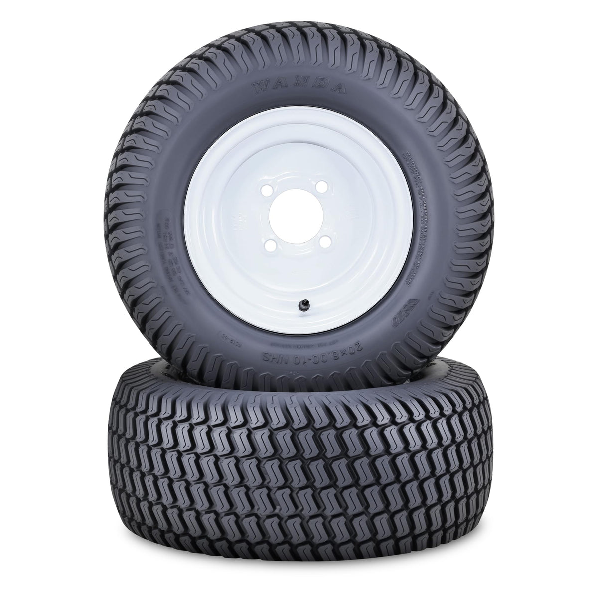 WANDA Lawn Mower Tire Wheel 18X8.5-8 4PR w/4X4" PCD Silver Rim-13028, Set 2