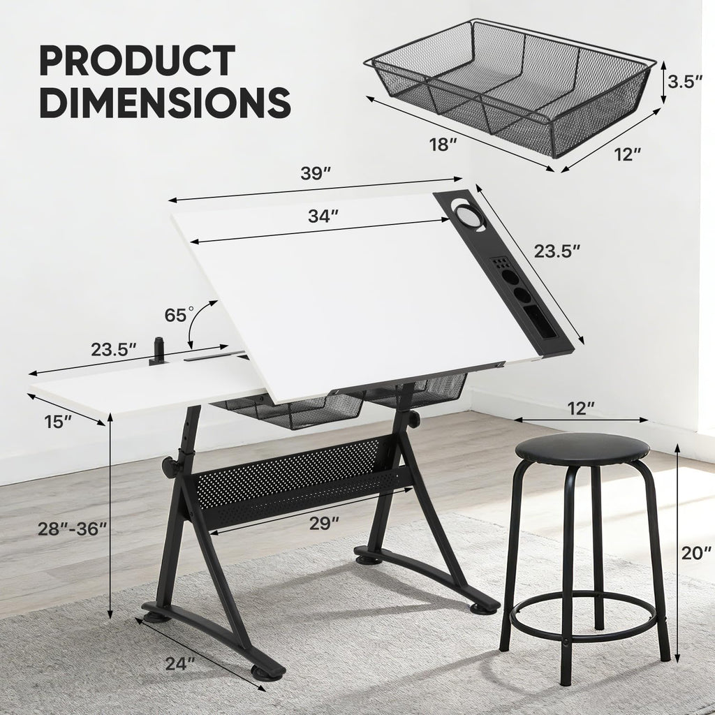 Magshion Drafting Table Adjustable Drawing Table