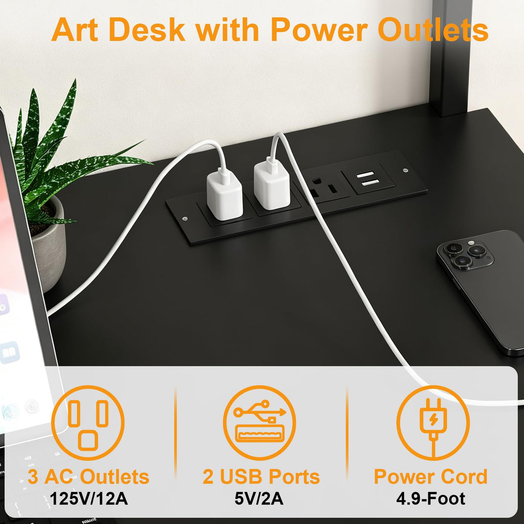 Drafting Table with Storage Drawers & Shelf Adjustable Tilting Art Craft Desk Drawing Painting Sketching Multifunctional Workstation for Home Office
