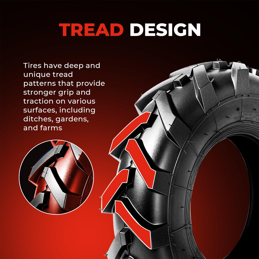 18x8.50-8 Lawn & Garden Mower Tires, Set of 2,4 Ply Tubeless