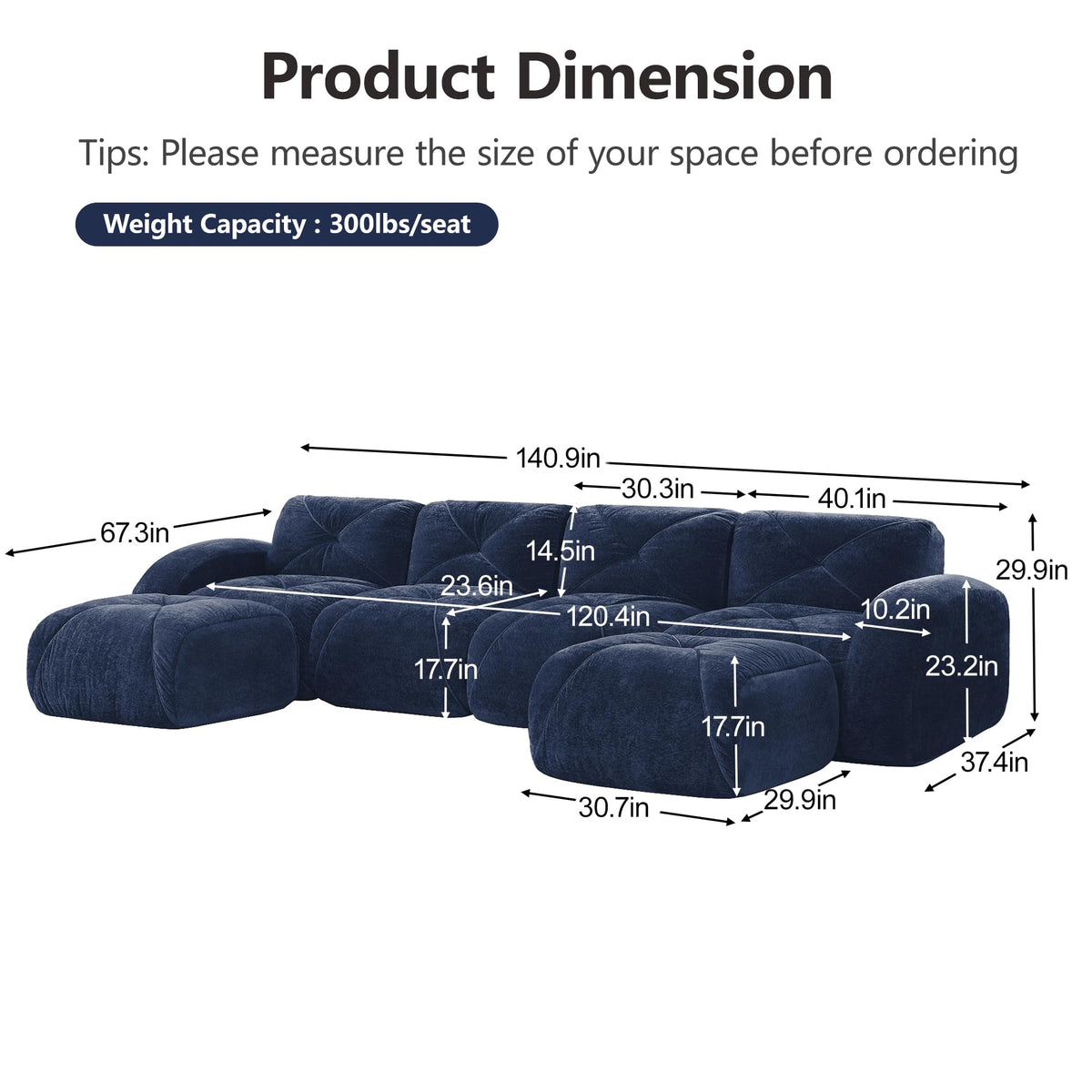 80" Sectional Modular Cloud Couch, Boneless Couch, Loveseat Red