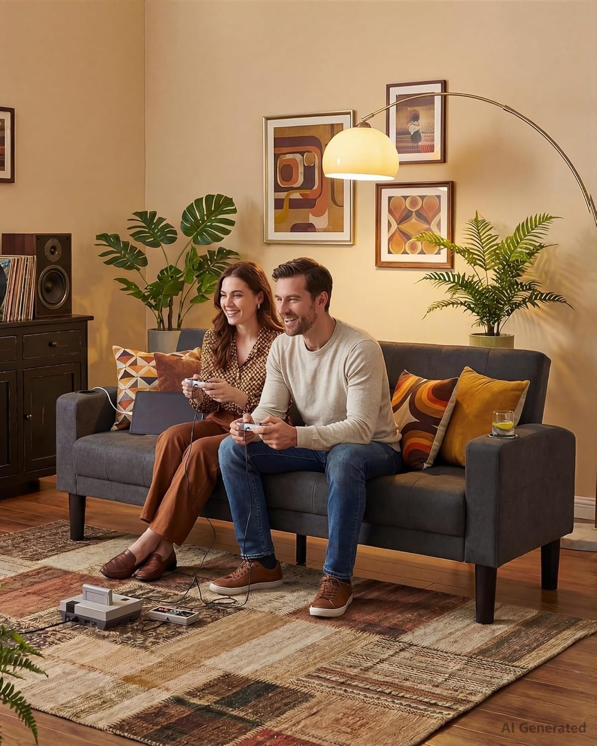 TYBOATLE Living Room Set, PU Leather Couch and Chairs w/USB & Type-C Ports