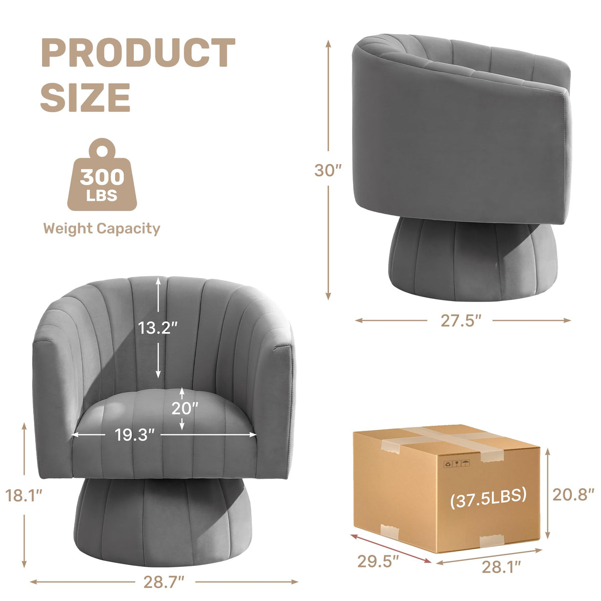Swivel Accent Barrel Chair Set of 2, Cute Comfy Small Round 360Â° Arm Chair, Velvet Sofa Club Reading Chair for Living Room Bedroom Office Purple