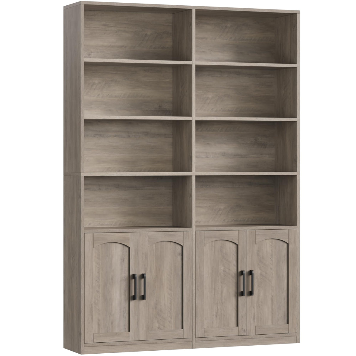 FACBOTALL Bookshelf and Bookcase with Doors, Double Wide Large Bookshelves