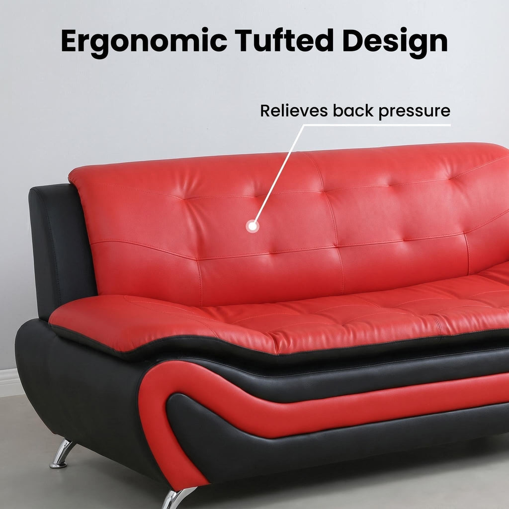 Modern Faux Leather Sofa Set â 3-Piece Living Room Couch with Chrome Legs & Padded Armrests â Includes 1-Seater, 2-Seater & 3-Seater â Contemporary Lounge Furniture for Home & Office (Brown)