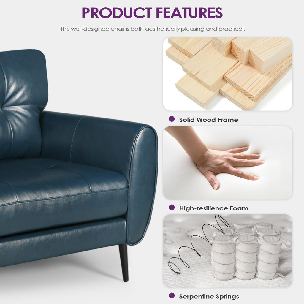 TYBOATLE 2 Piece Furniture Sets, Small Loveseat for Living Room, White Faux Leather Couch Mid Century Modern Tufted Mini Sofa Comfy Office 2 Seat Love Seat for Small Spaces Bedroom