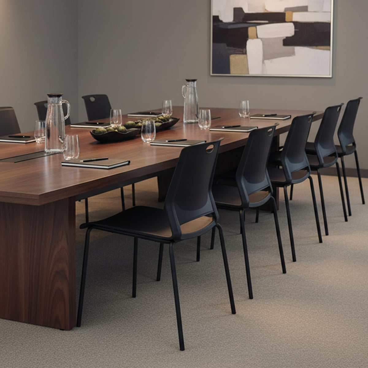 Sidanli Stackable Office Chairs, Red Guest Chairs with Comfortable Streamline Seat, Stacking Chairs No Wheels for Conference Room, Set of 4