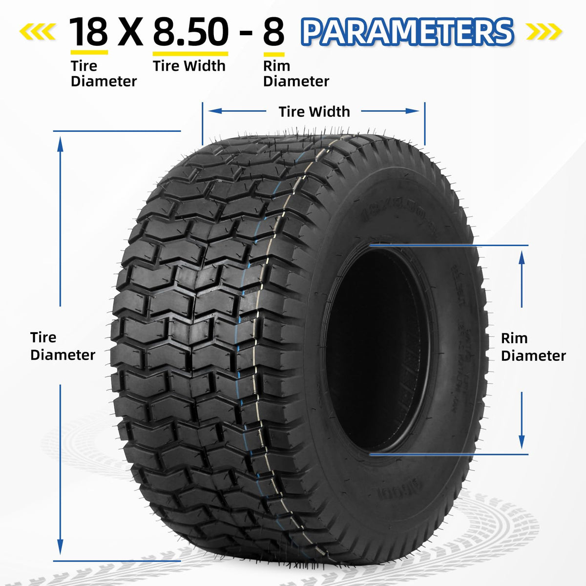 GICOOL 18x9.50-8 Tubeless Lawn Mower Tire for Riding Mower Tractor, 4 Ply