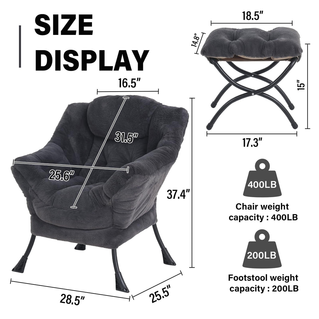 Modern Lazy Chair with Ottoman Lounge Accent Reading Chair for Living Room