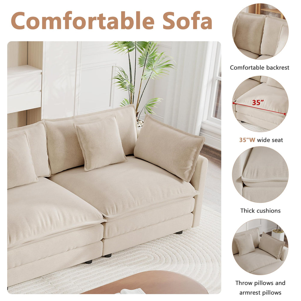 mikibama Luxury 2 Piece Loveseat Couch & Sofa Armchair Set, Modern Upholstered Chenille Cloud Couches Set Furniture with 5 Pillow for Living Room Bedroom Office Apartment, Evergreen