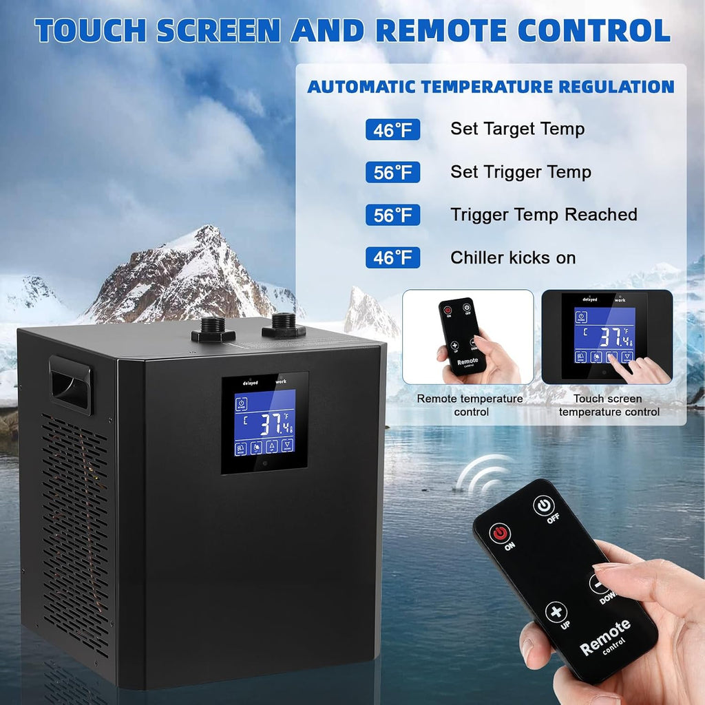 Cold Plunge Chiller,87 Gallon 1/3HP Ice Bath Water Chiller for Cold Plunge Tub, Water Chillers System with LED Display, Pump, Remote Control, Pipe, for Fish Tank Household Black