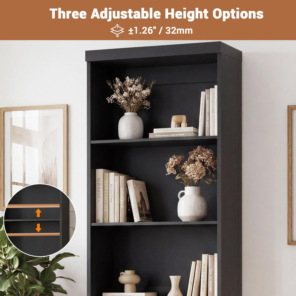 Cyclysio 80" Bookshelf with 3 Drawers and Baseboard Cutout, Set of 2