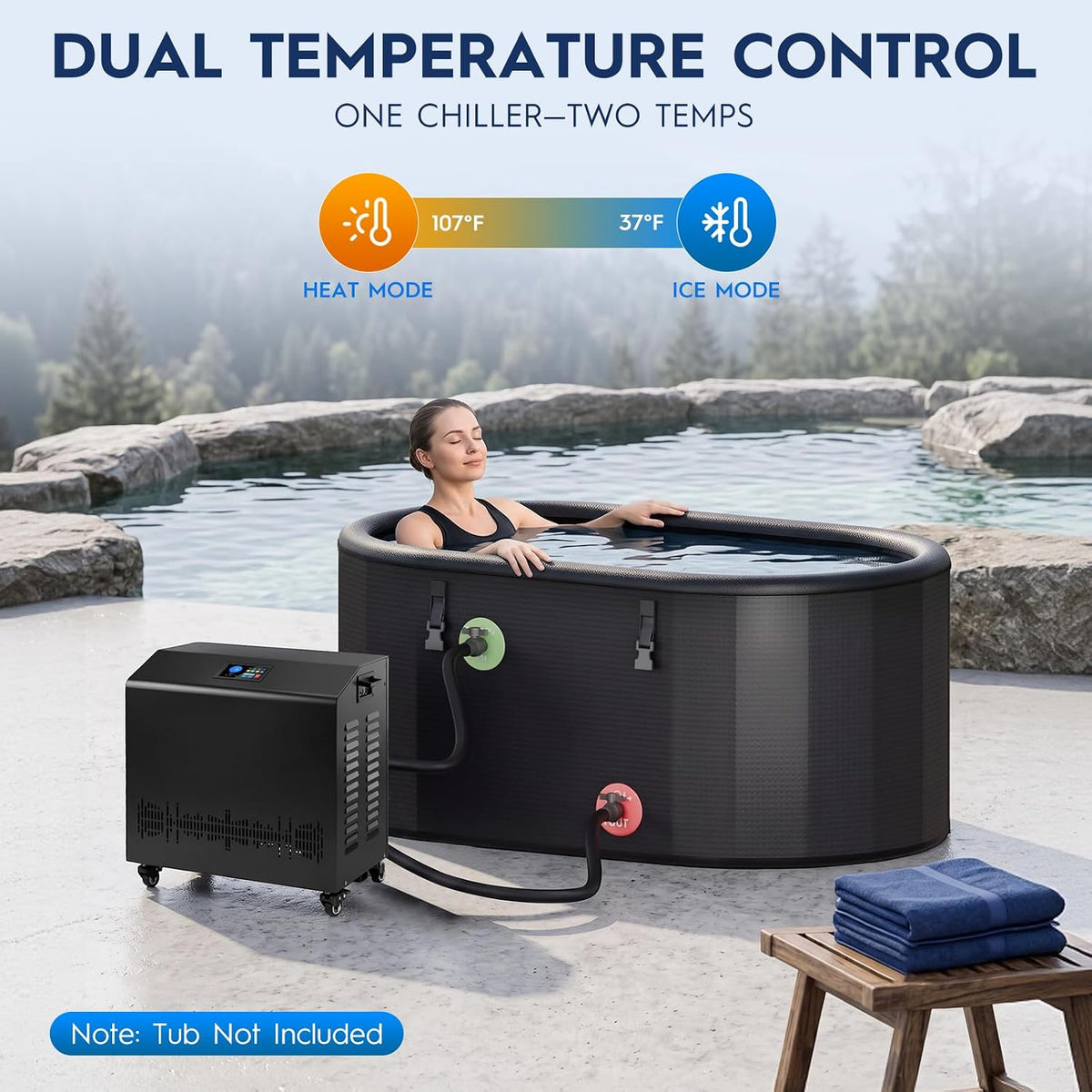 WiFi Smart 1HP Cold Plunge Water Chiller with Double Filter System