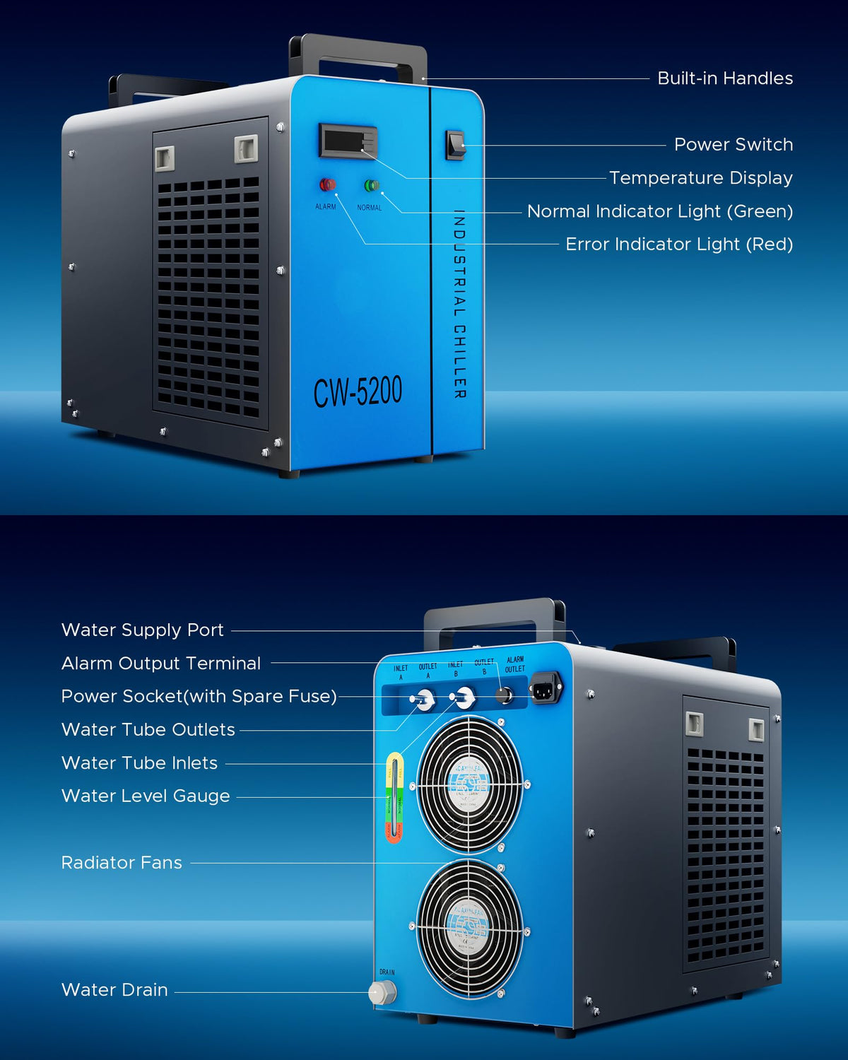 OMTech CW-5200 6L Industrial Water Chiller