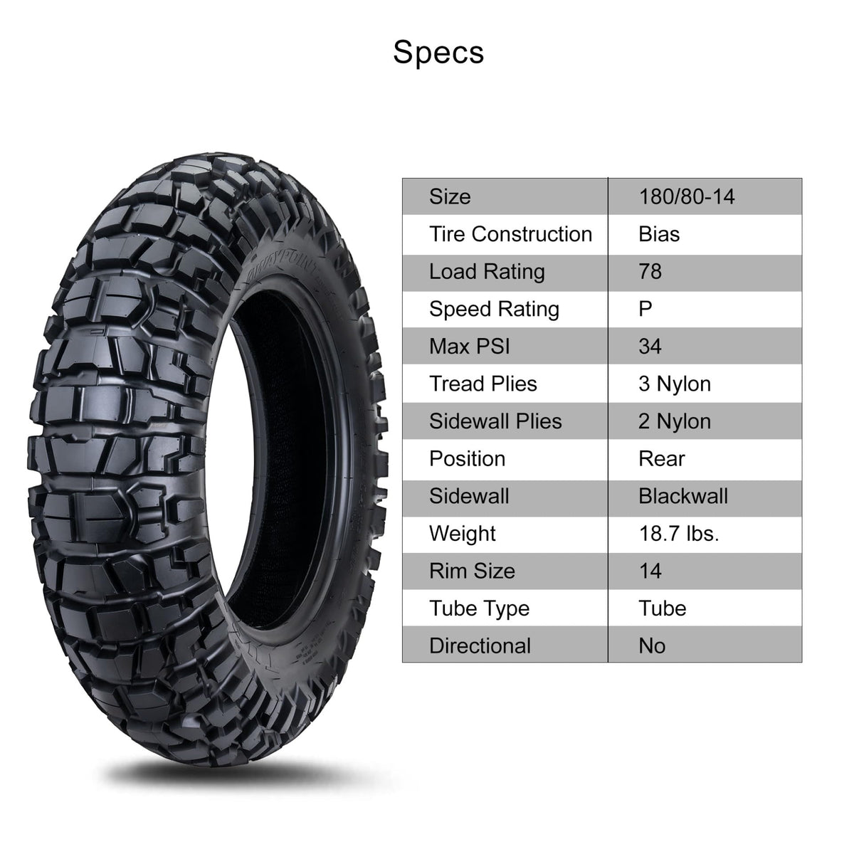 Tusk Waypoint Adventure Motorcycle Tire Set â 90/90-21 Front & 130/90-17 Rear (68R) Tube Type
