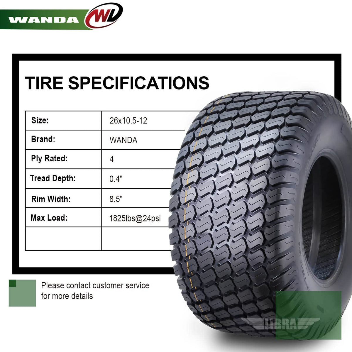 WANDA Set 2 23x10.5-12 Lawn Mower Cart Turf Tires P332 /4 ply - 13049