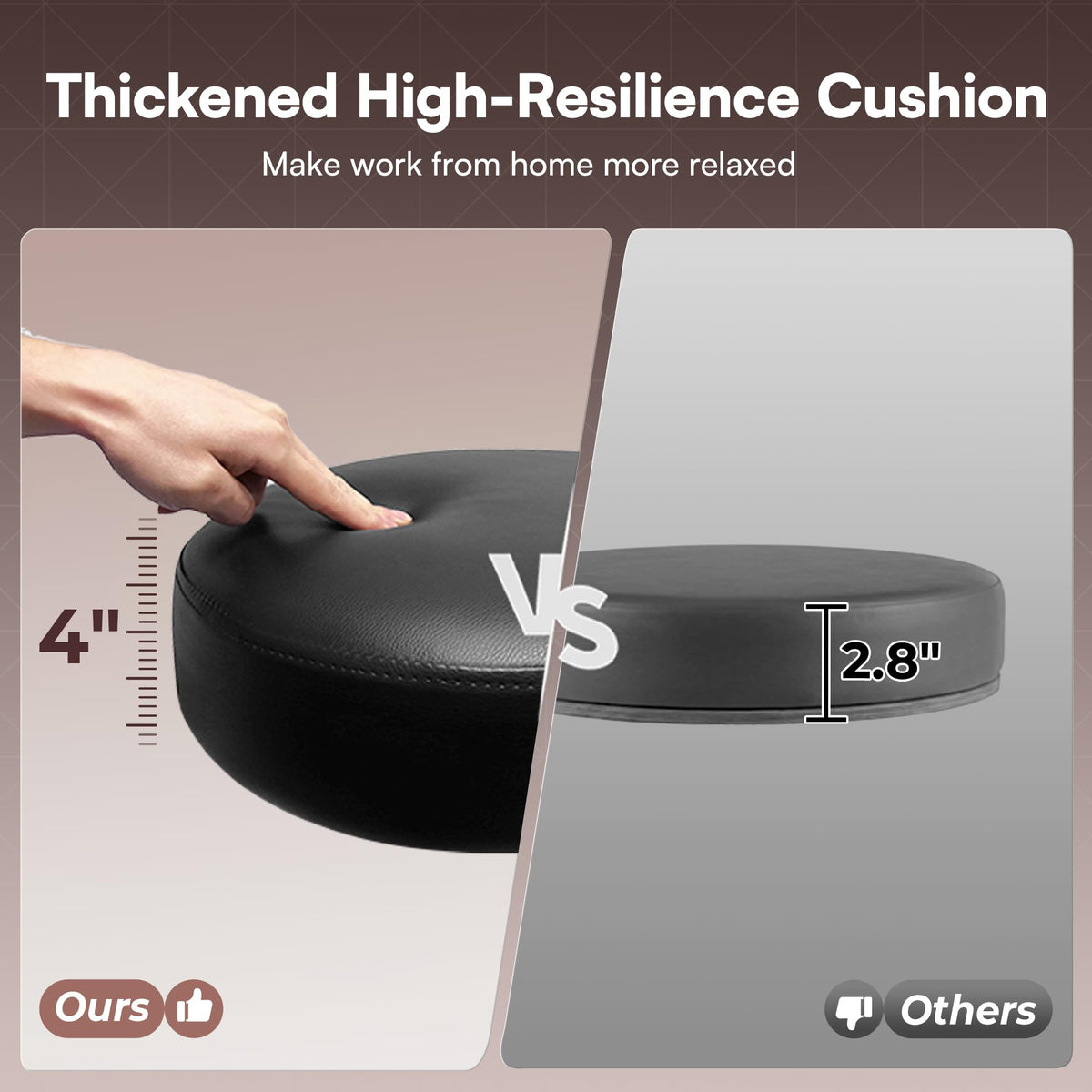 SUPERJARE Drafting Chair with Backrest, Adjustable Foot Rest Rolling Stool