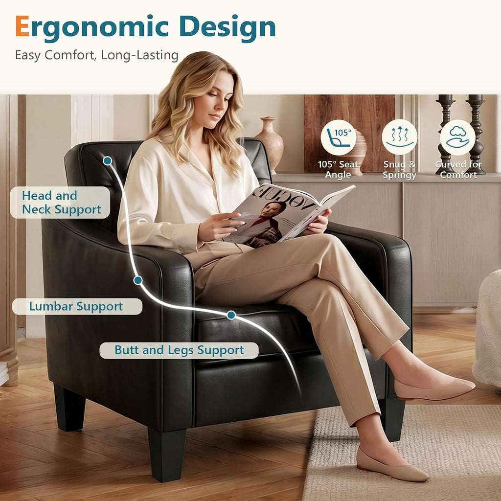 Grey Accent Chairs Set of 2, Wide Comfy Arm Chairs for Living Room, Office