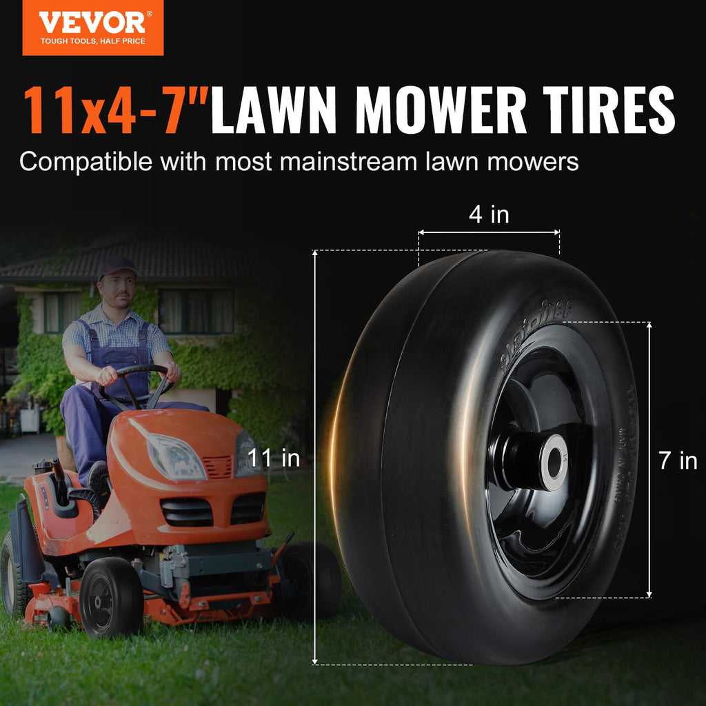 VEVOR Lawn Mower Tires with Rim, 20x8-8" Tubeless Tractor Tires, 2-Pack Tire and Wheel Assembly, S-Turf Pneumatic Tires with 3.5" Offset Hub and 3/4" Bushing Size, for Riding Mowers Lawn Tractors