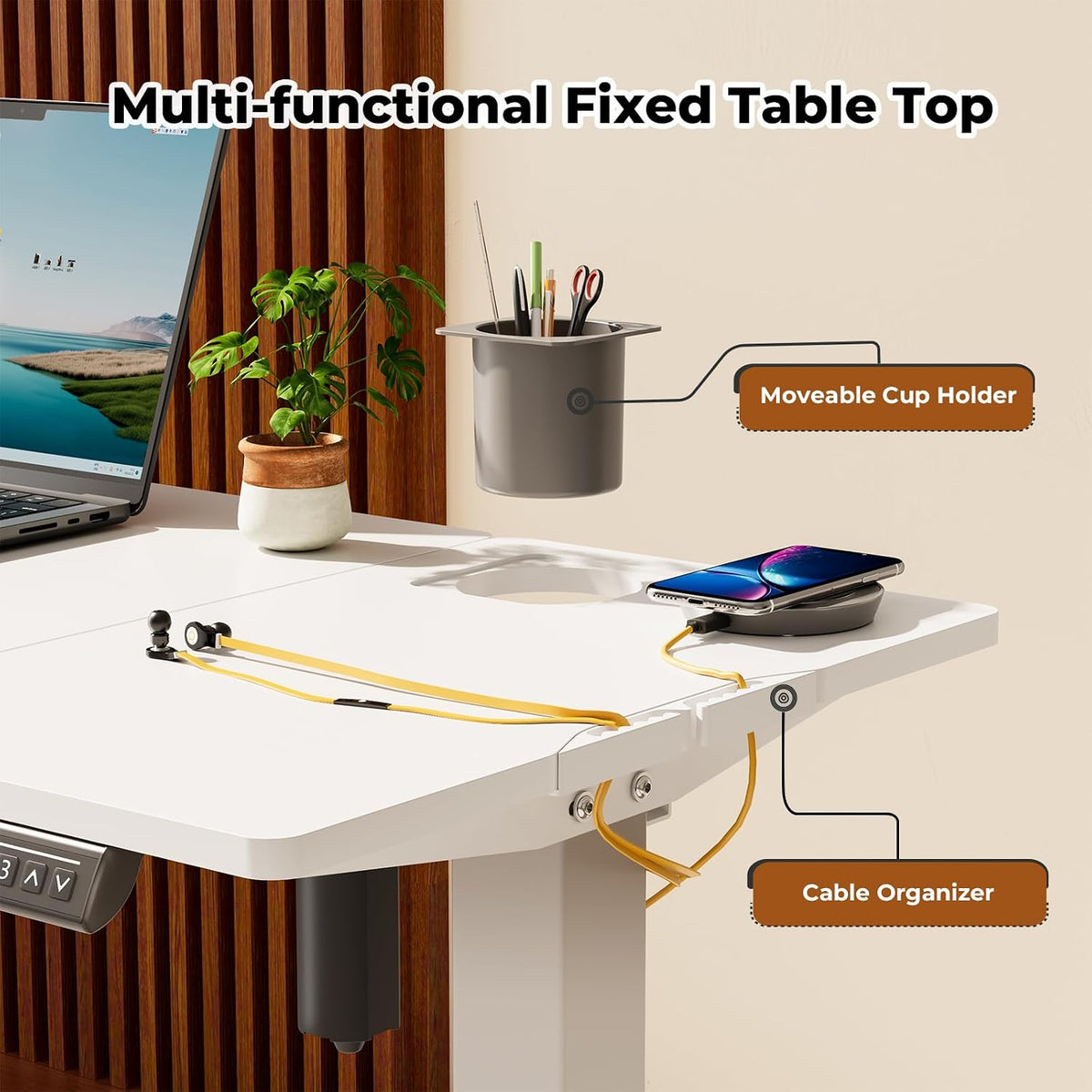 JOY worker Electric Drafting Table, 40Ã20" Height Adjustable White Art Desk