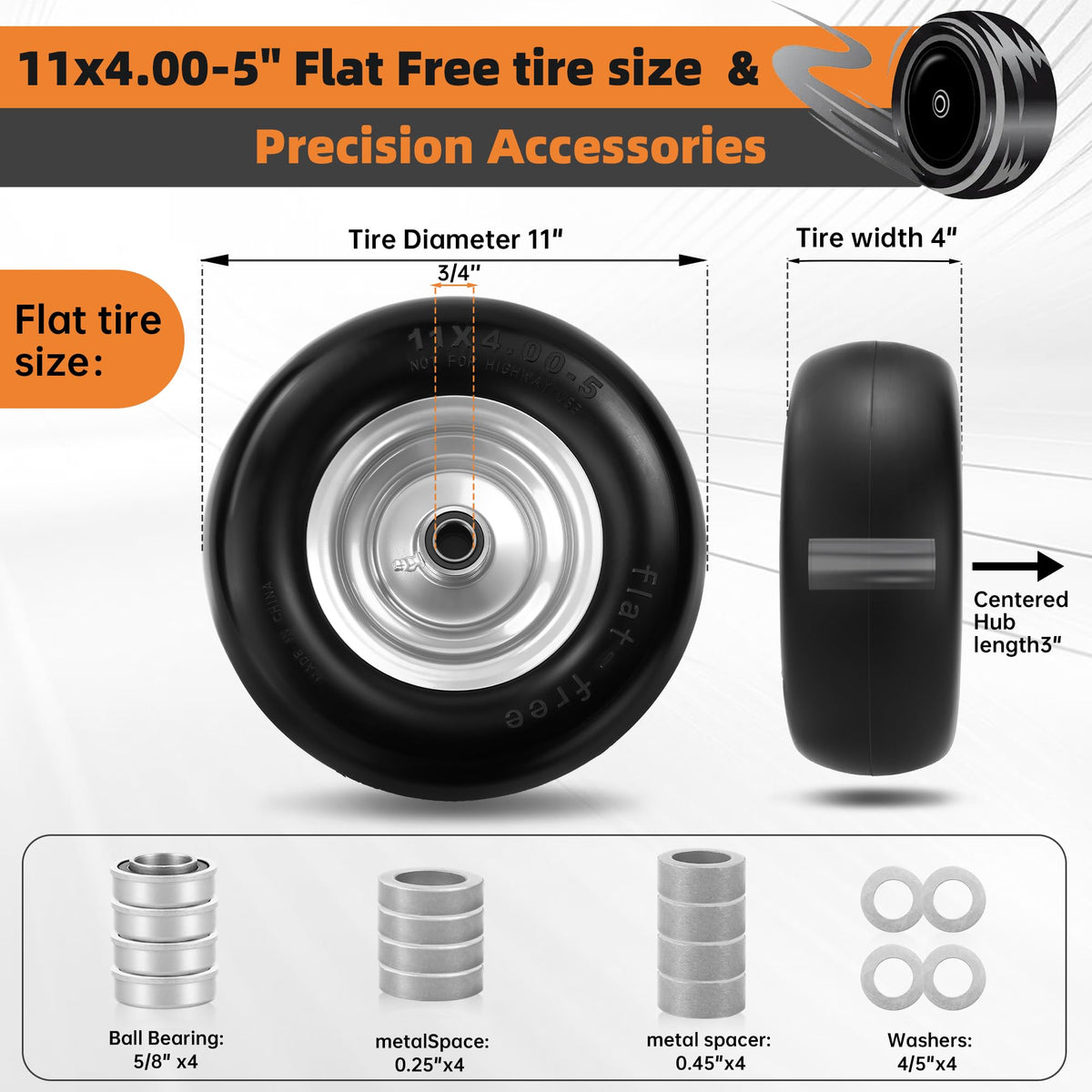 2-Pack 20x10.00-8 Tubeless Lawn Mower Rear Tire and Wheel Assembly, 4-Ply.