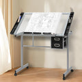 Drafting Table, Clear Glass, Angle Adjustable Top