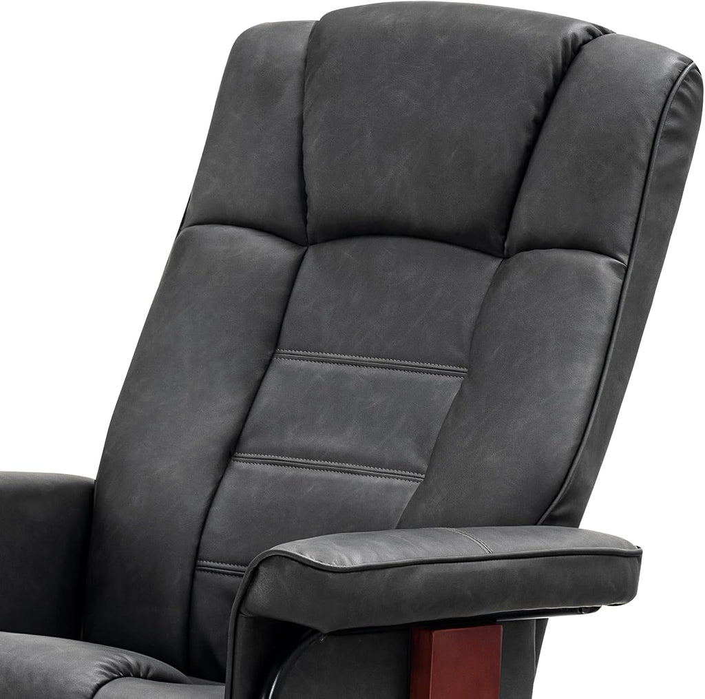 MCombo Manual Swivel Recliner with Ottoman, Faux Leather 9019