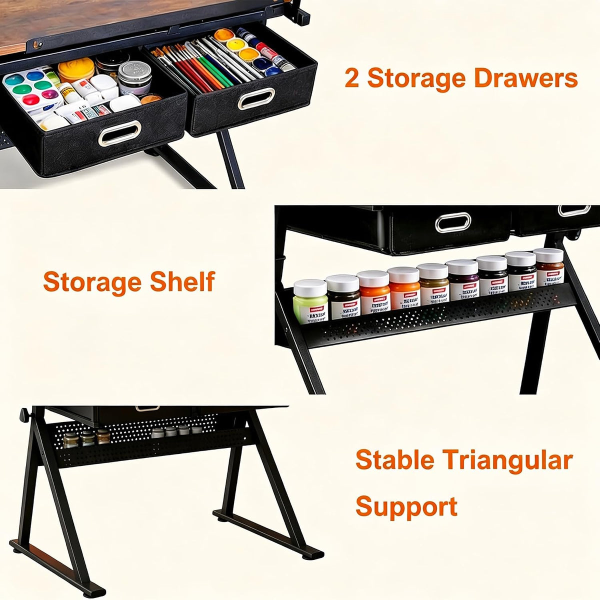 Garvee Height Adjustable Drafting Table, 0-75Â°Tilting Drawing Desk