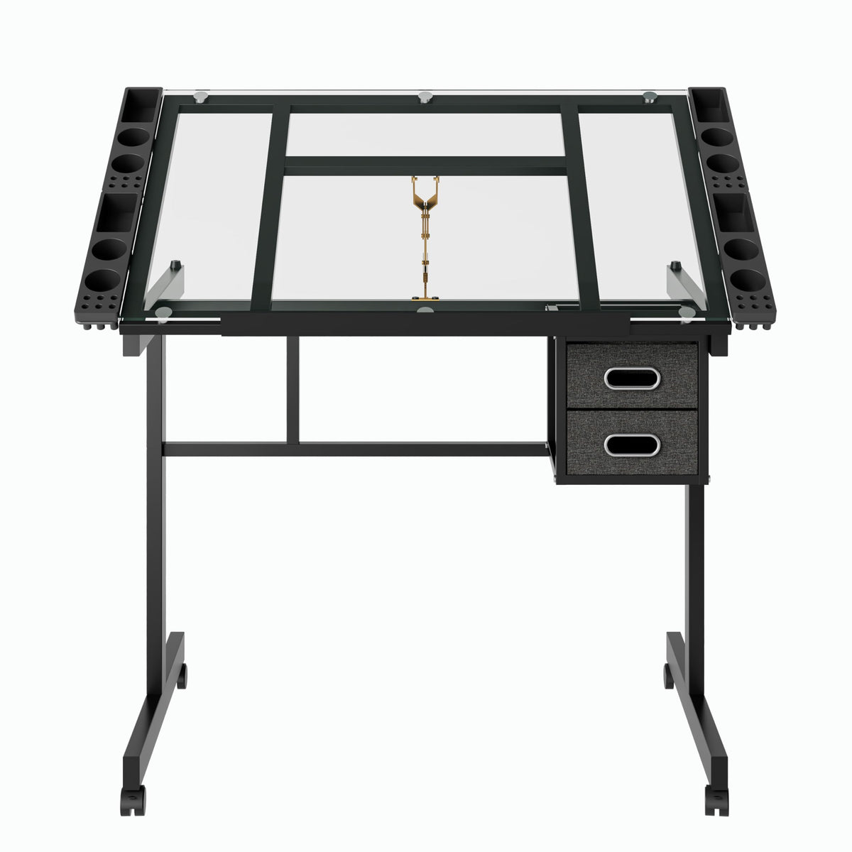 Adjustable Drafting Table with Stool, 0-75Â° Tilting Art Desk, White