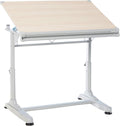 Stand Up Desk Store Adjustable Height and Angle Drafting Table Drawing Desk with Large Surface (Silver Frame/Birch Top, 40" W X 26" D)