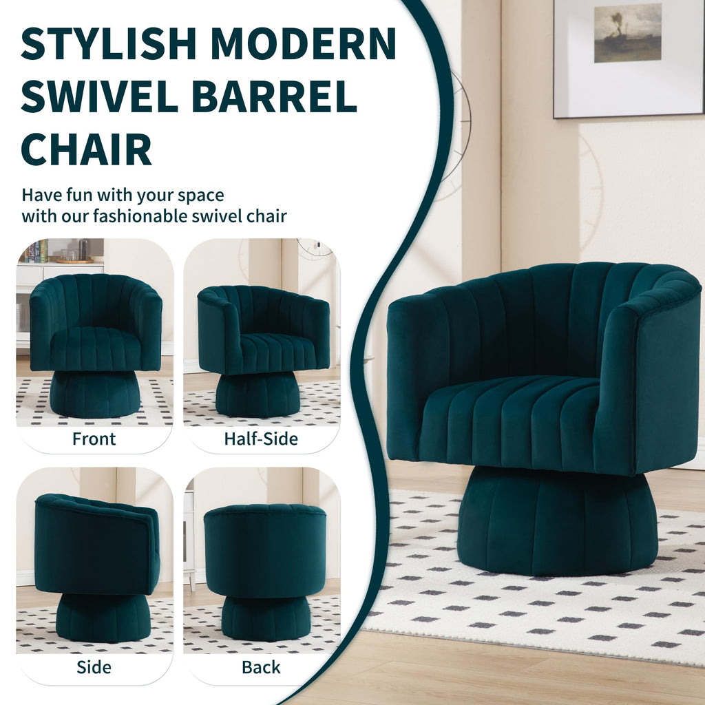 Swivel Accent Barrel Chair Set of 2, Cute Comfy Small Round 360Â° Arm Chair, Velvet Sofa Club Reading Chair for Living Room Bedroom Office Purple