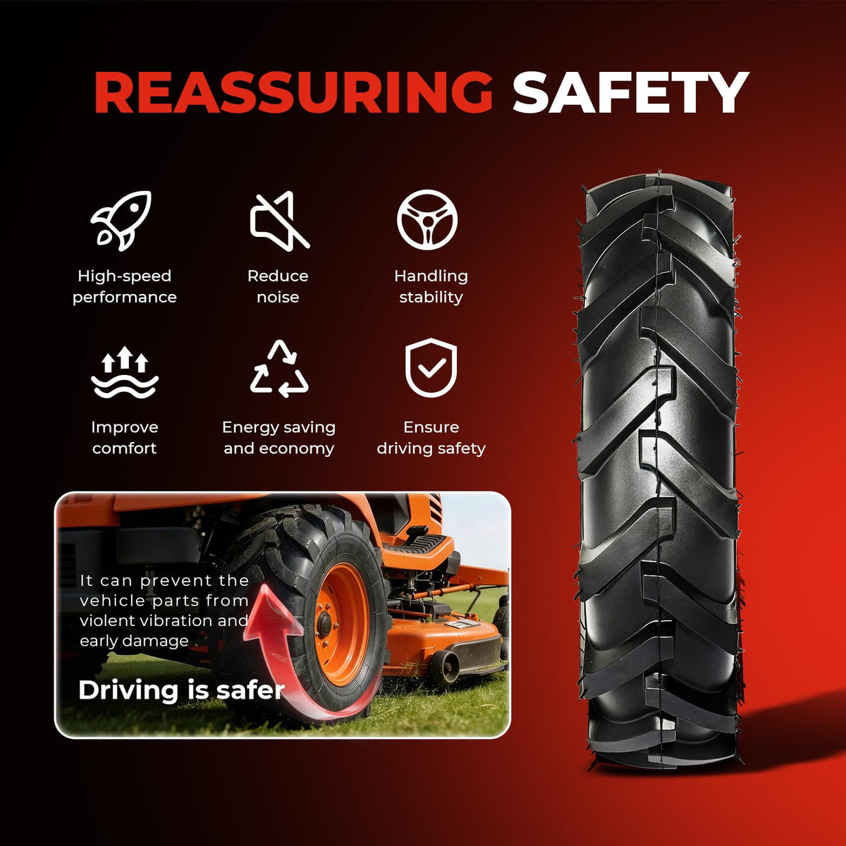 18x8.50-8 Lawn & Garden Mower Tires, Set of 2,4 Ply Tubeless