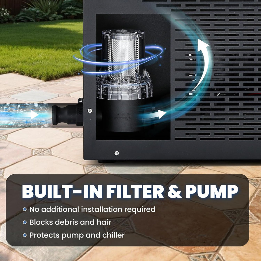 Poafamx 1/3 HP Water Chiller for Ice Bath with Built-in Filter & Water Pump