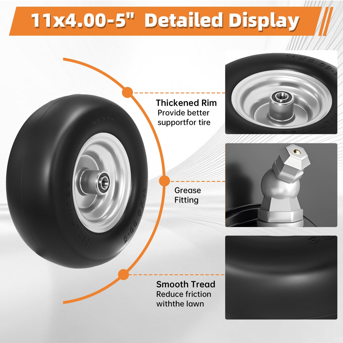 2-Pack 20x10.00-8 Tubeless Lawn Mower Rear Tire and Wheel Assembly, 4-Ply.