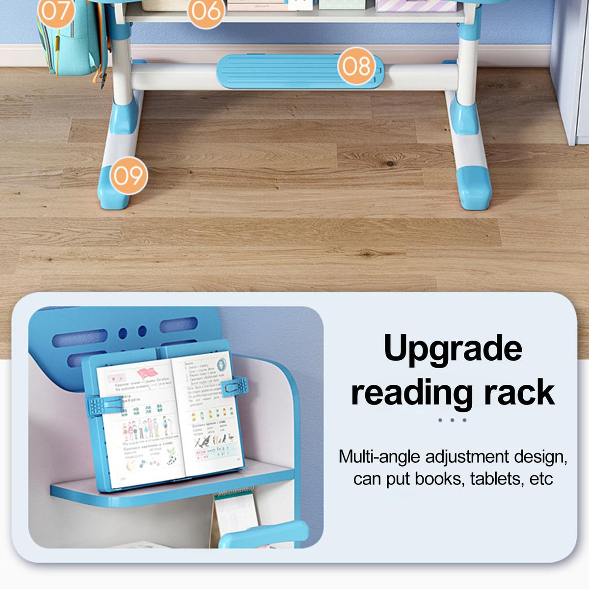 Kids Study Desk and Chair Set for 3-18 Years, Adjustable Height