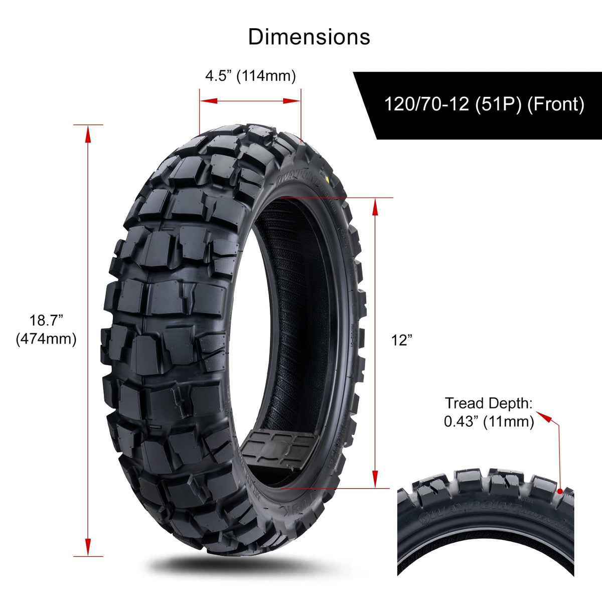 Tusk Waypoint Adventure Motorcycle Tire Set â 90/90-21 Front & 130/90-17 Rear (68R) Tube Type