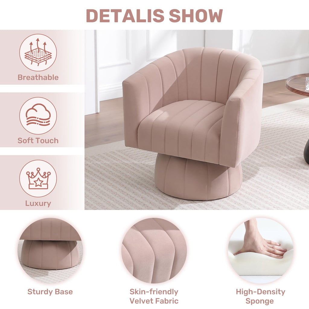 Swivel Accent Barrel Chair Set of 2, Cute Comfy Small Round 360Â° Arm Chair, Velvet Sofa Club Reading Chair for Living Room Bedroom Office Purple