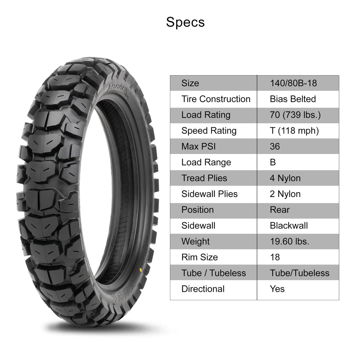 Tusk 2Track Adventure Motorcycle Tire Set â 90/90-21 Front & 130/80-17 Rear â Dual-Sport Off-Road Tires
