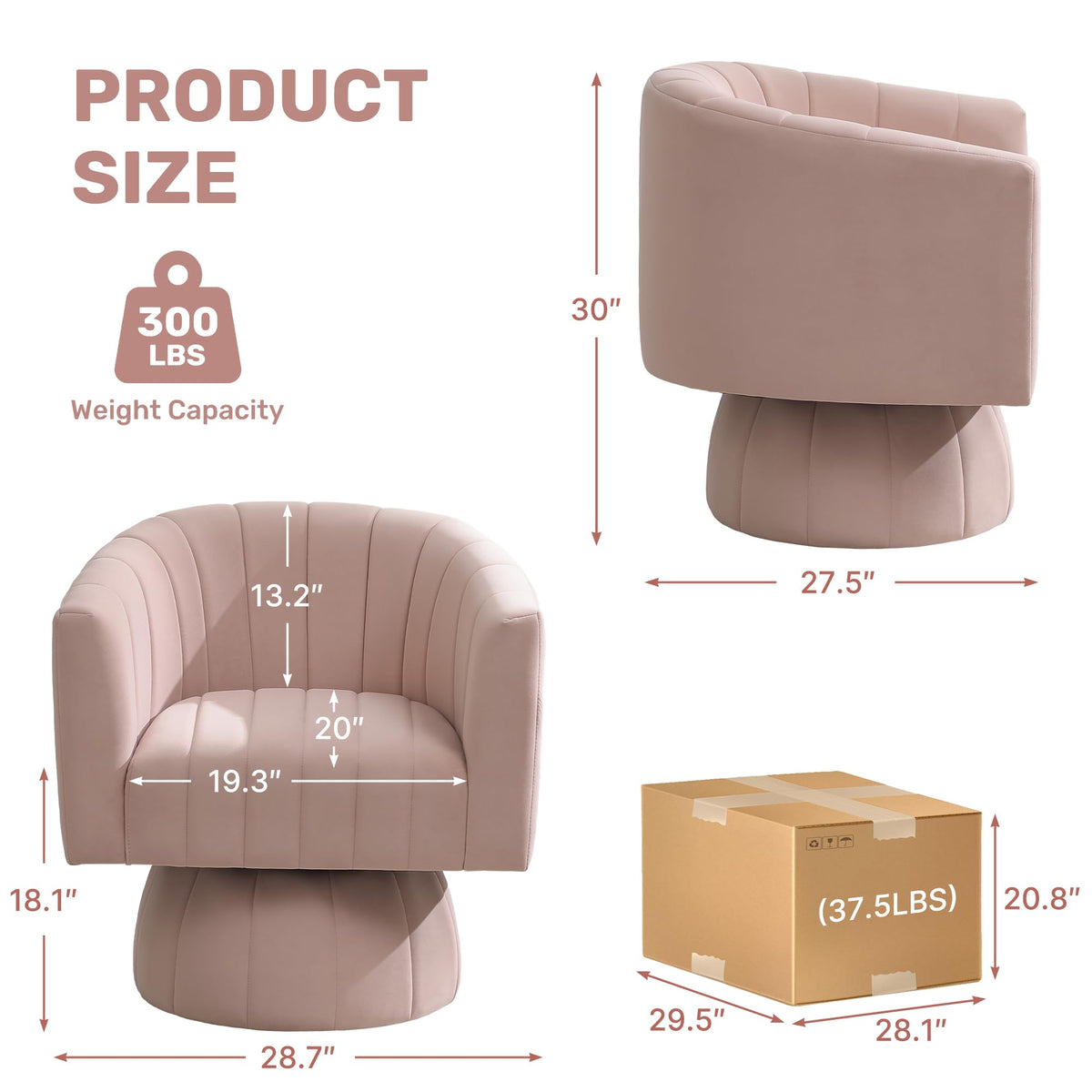 Swivel Accent Barrel Chair Set of 2, Cute Comfy Small Round 360Â° Arm Chair, Velvet Sofa Club Reading Chair for Living Room Bedroom Office Purple