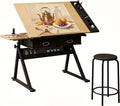 Height Adjustable Drafting Table, 0-75Â° Tilting Drawing Table Art Desk