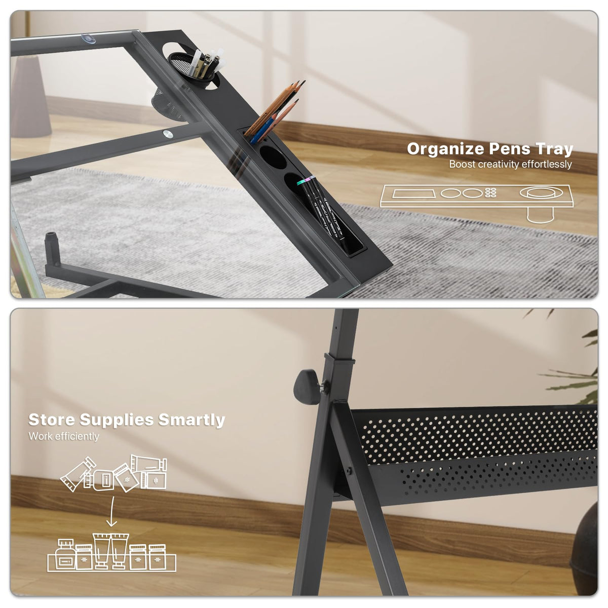 Athena Collection Professhional Drafting Table for Adults Teens, Light Grey
