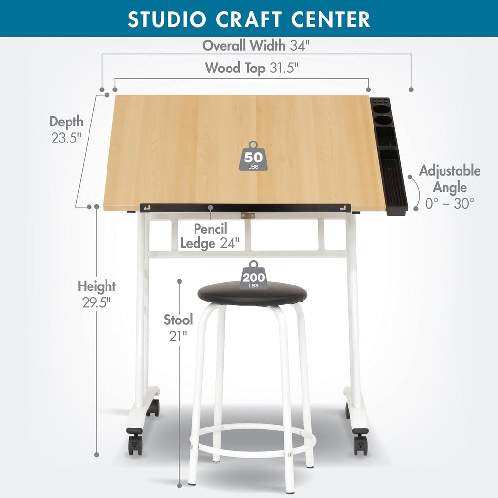 Studio Designs 13240 Craft Center, White/Maple,34" W x 23.5" D x 37.5" H