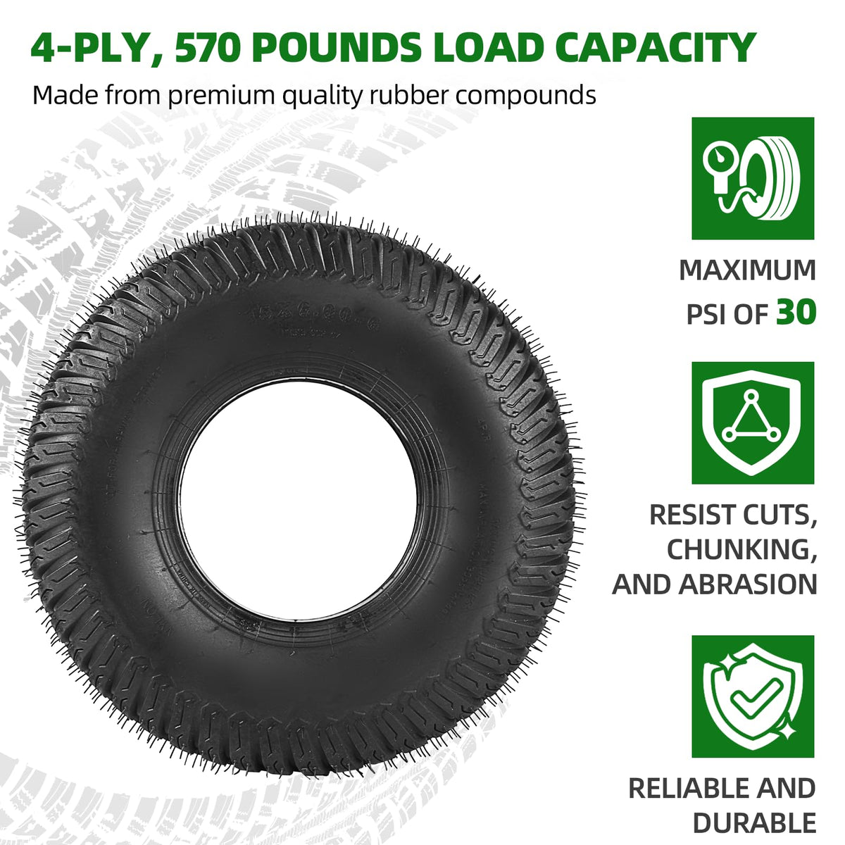 AR-PRO (2 Pack) 20x8.00-8 Lawn Mower Turf Tires, Tubeless, No Rims